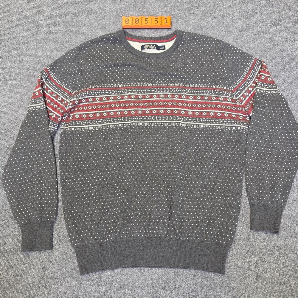 Boca Classics Gray Cotton & Polyester Knit Sweater. Size Large - Picture 1 of 6